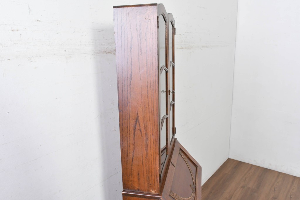 イギリスアンティーク　オーク材　小振りなビューローブックケース　(R-087015)