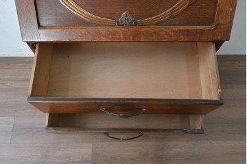 イギリスアンティーク　オーク材　小振りなビューローブックケース　(R-087015)