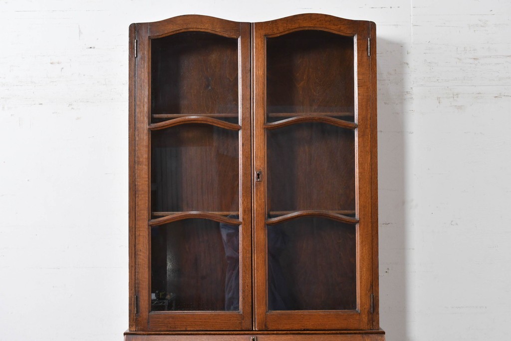 イギリスアンティーク　オーク材　小振りなビューローブックケース　(R-087015)