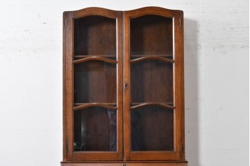 イギリスアンティーク　オーク材　小振りなビューローブックケース　(R-087015)