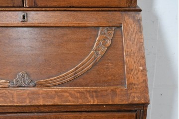 イギリスアンティーク　オーク材　小振りなビューローブックケース　(R-087015)