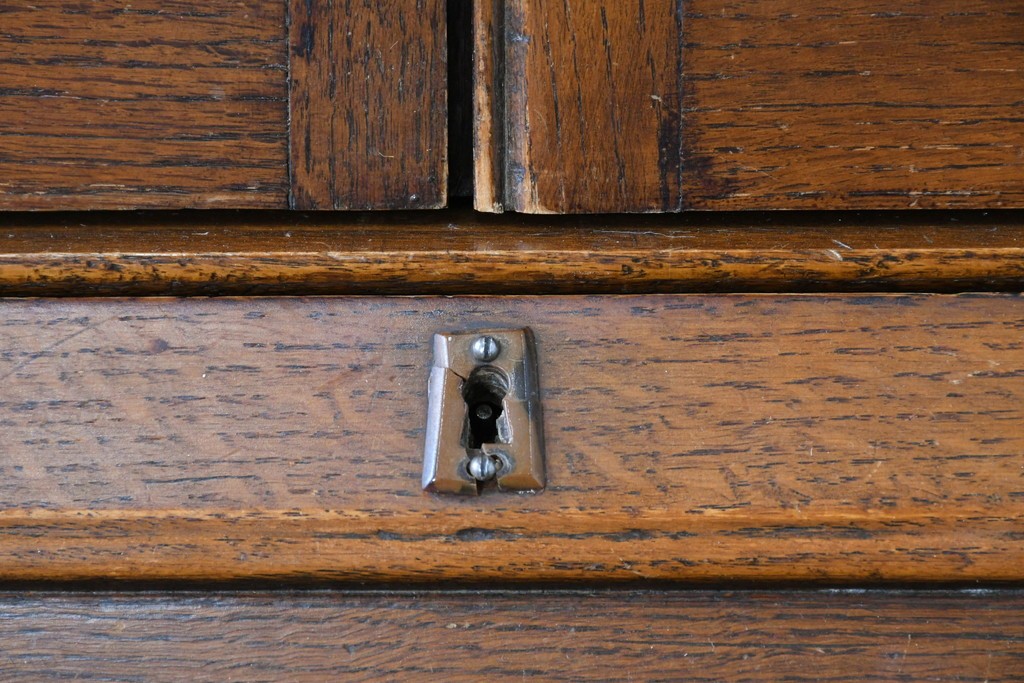 イギリスアンティーク　オーク材　小振りなビューローブックケース　(R-087015)