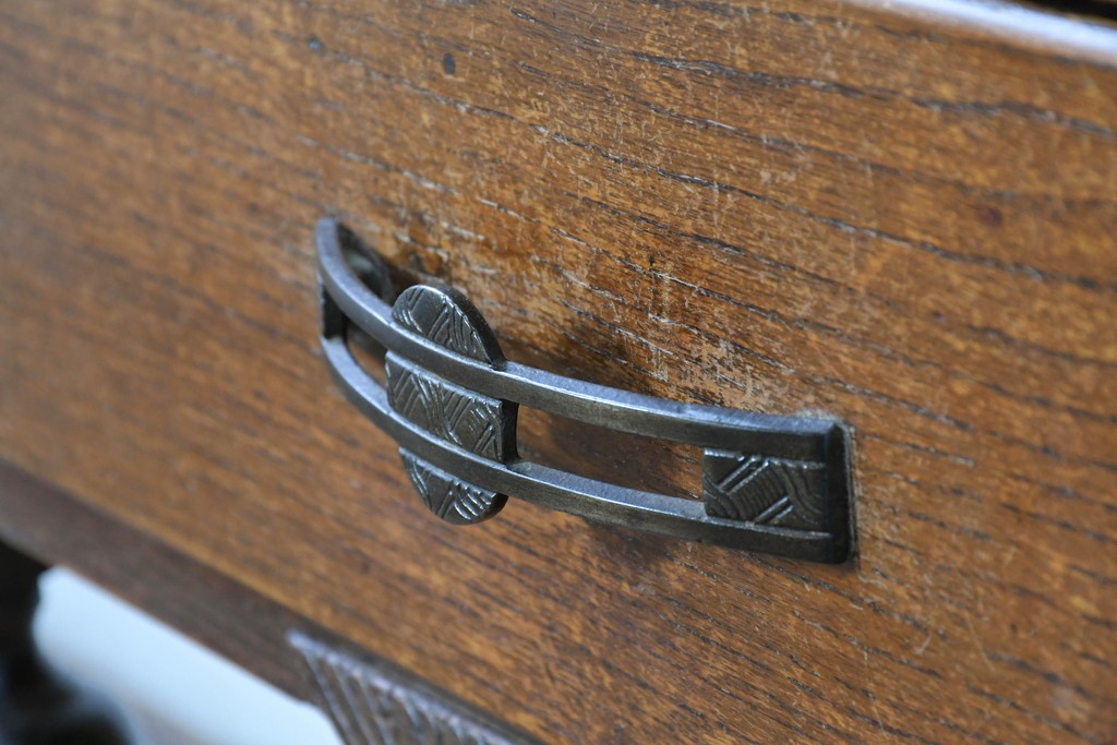 イギリスアンティーク　オーク材　小振りなビューローブックケース　(R-087015)