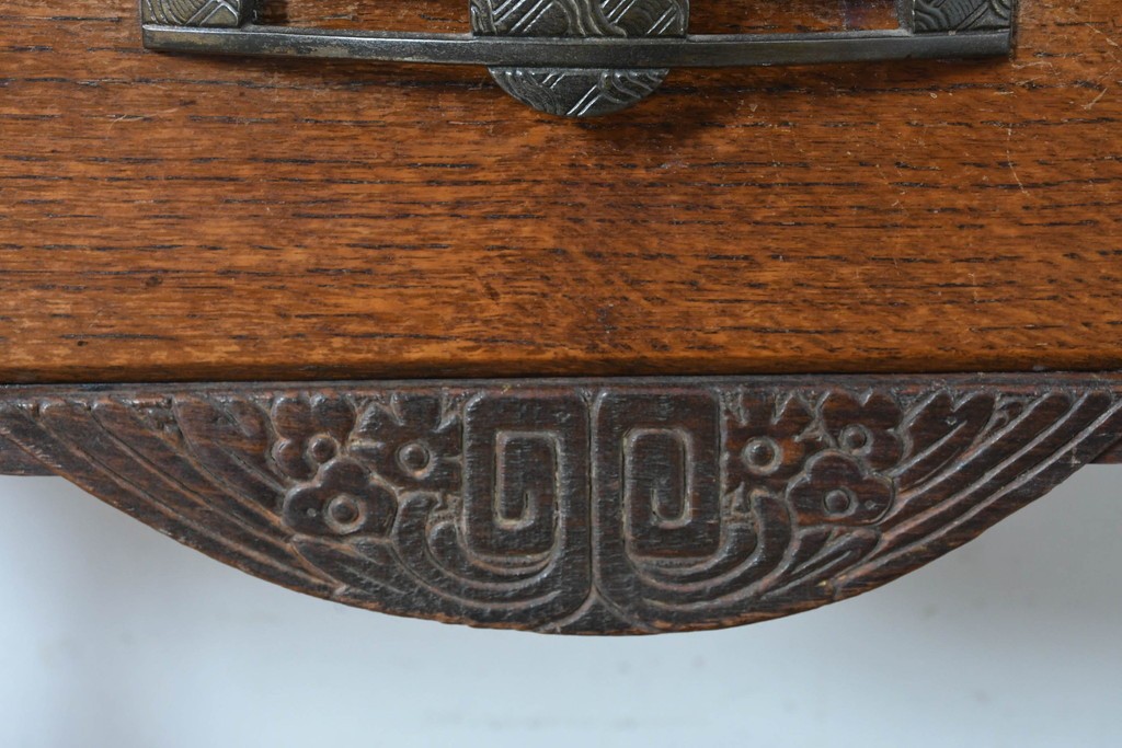 イギリスアンティーク　オーク材　小振りなビューローブックケース　(R-087015)