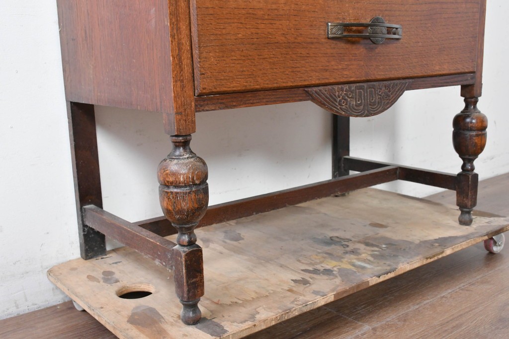 イギリスアンティーク　オーク材　小振りなビューローブックケース　(R-087015)