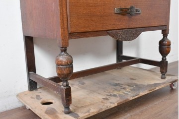 イギリスアンティーク　オーク材　小振りなビューローブックケース　(R-087015)