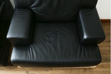 中古　美品　天童木工　T-7230WB-BL　最高級ラインのイージーチェア2脚セット　定価(2脚合計)約200万円　(R-087023)