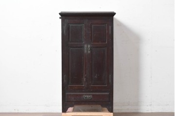 和製アンティーク　薄型引き出しが並ぶレコードケース　(R-087025)