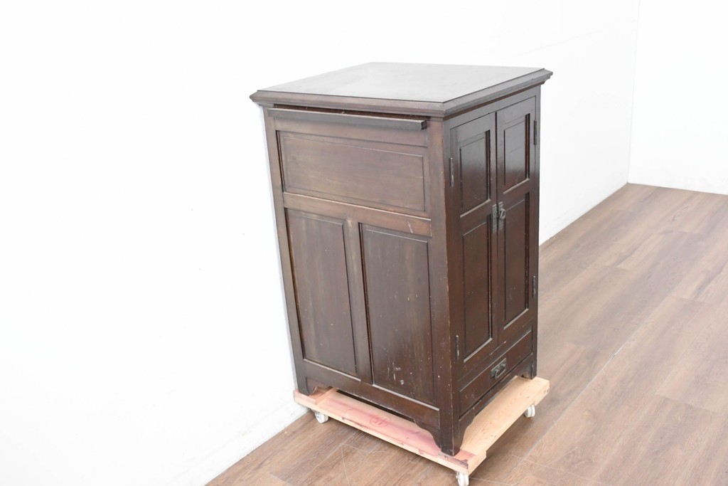 和製アンティーク　薄型引き出しが並ぶレコードケース　(R-087025)