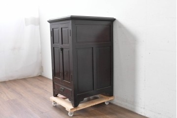 和製アンティーク　薄型引き出しが並ぶレコードケース　(R-087025)