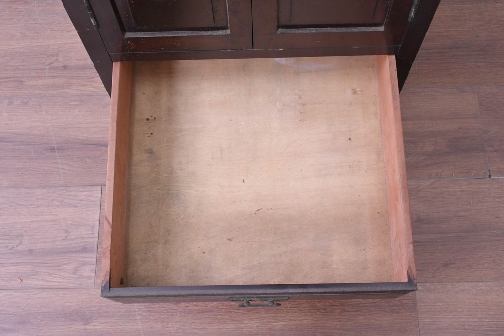 和製アンティーク　薄型引き出しが並ぶレコードケース　(R-087025)