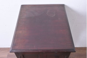 和製アンティーク　薄型引き出しが並ぶレコードケース　(R-087025)