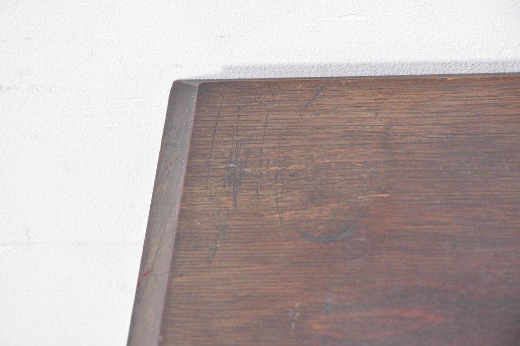 和製アンティーク　薄型引き出しが並ぶレコードケース　(R-087025)