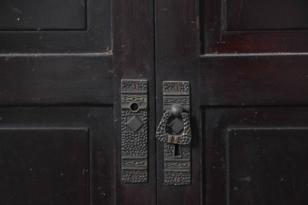 和製アンティーク　薄型引き出しが並ぶレコードケース　(R-087025)