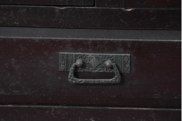 和製アンティーク　薄型引き出しが並ぶレコードケース　(R-087025)