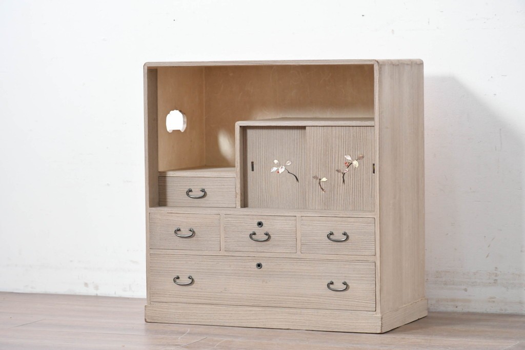 和製ヴィンテージ　総桐材　木象嵌入りの小箪笥　(R-087026)