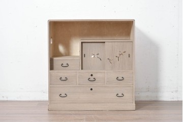 和製ヴィンテージ　総桐材　木象嵌入りの小箪笥　(R-087026)