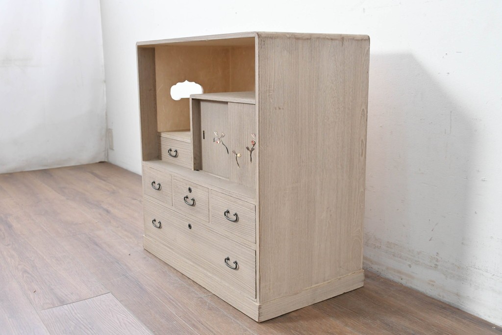 和製ヴィンテージ　総桐材　木象嵌入りの小箪笥　(R-087026)