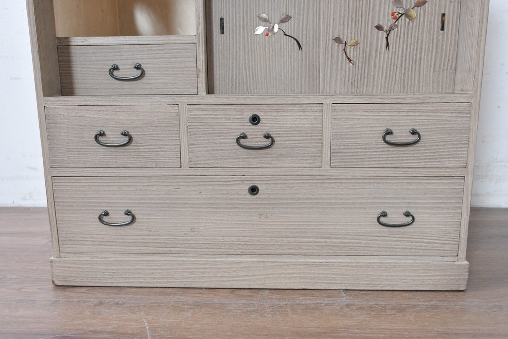 和製ヴィンテージ　総桐材　木象嵌入りの小箪笥　(R-087026)