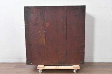 和製アンティーク　明治大正期　前面欅(ケヤキ)材　重厚な鉄金具と横桟戸が存在感を放つ松本帳場箪笥　(R-087027)