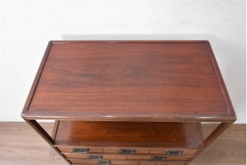 和製ヴィンテージ　力峯作　総紫檀(シタン)材　内部(桐材)　引き出し8杯付きで収納力も抜群の飾り棚　定価推定約60万円　(R-087028)