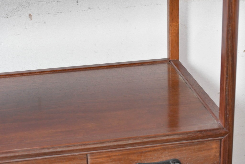 和製ヴィンテージ　力峯作　総紫檀(シタン)材　内部(桐材)　引き出し8杯付きで収納力も抜群の飾り棚　定価推定約60万円　(R-087028)