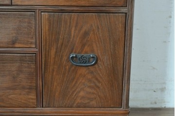 和製ヴィンテージ　力峯作　総紫檀(シタン)材　内部(桐材)　引き出し8杯付きで収納力も抜群の飾り棚　定価推定約60万円　(R-087028)