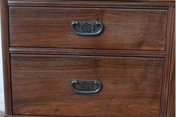 和製ヴィンテージ　力峯作　総紫檀(シタン)材　内部(桐材)　引き出し8杯付きで収納力も抜群の飾り棚　定価推定約60万円　(R-087028)