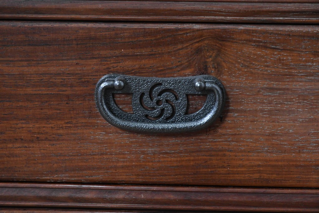 和製ヴィンテージ　力峯作　総紫檀(シタン)材　内部(桐材)　引き出し8杯付きで収納力も抜群の飾り棚　定価推定約60万円　(R-087028)