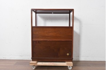 和製ヴィンテージ　力峯作　総紫檀(シタン)材　内部(桐材)　引き出し8杯付きで収納力も抜群の飾り棚　定価推定約60万円　(R-087028)