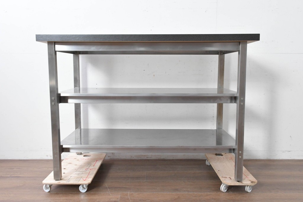 中古　希少な廃番品　IKEA(イケア)　希少モデル　しっかりとした作りのステンレスシェルフ　(R-087035)