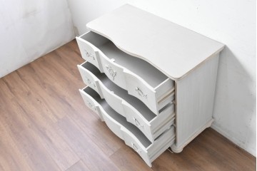 中古　美品　サラグレース(Sarah Grace)取り扱い　BLANC D'IVOIRE(ブランディボワール)　フレンチクラシックのチェスト　定価約22万円　(R-087036)