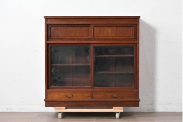 中古　高級品　伊勢丹デパート取り扱い品　指物工芸家具　花梨(カリン)材　職人手作りの小ぶりな茶箪笥　定価約36万円　(R-087040)