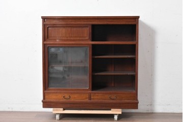 中古　高級品　伊勢丹デパート取り扱い品　指物工芸家具　花梨(カリン)材　職人手作りの小ぶりな茶箪笥　定価約36万円　(R-087040)