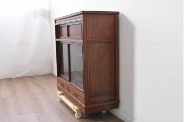 中古　高級品　伊勢丹デパート取り扱い品　指物工芸家具　花梨(カリン)材　職人手作りの小ぶりな茶箪笥　定価約36万円　(R-087040)
