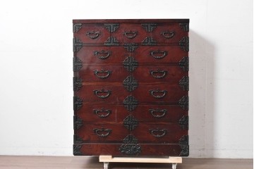 中古　美品　特注モデル　岩谷堂箪笥　重厚感あふれる引き出し13杯の整理箪笥　(R-087041)