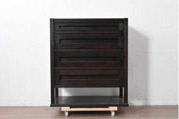 中古　美品　高級品　国産工芸家具　現代和具　NOBUYA MATSUOKA　松岡漆工　浮造り加工の和モダンなチェスト　定価約48万円　(R-087042)