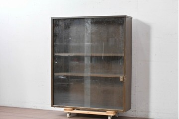 和製ヴィンテージ　maruni(マルニ木工)　使い勝手の良いガラス戸棚　(R-087043)