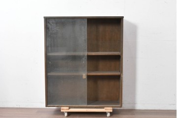 和製ヴィンテージ　maruni(マルニ木工)　使い勝手の良いガラス戸棚　(R-087043)