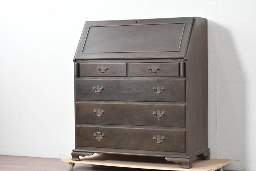 和製ヴィンテージ　maruni(マルニ木工)　上品なライティングビューロー　(R-087044)