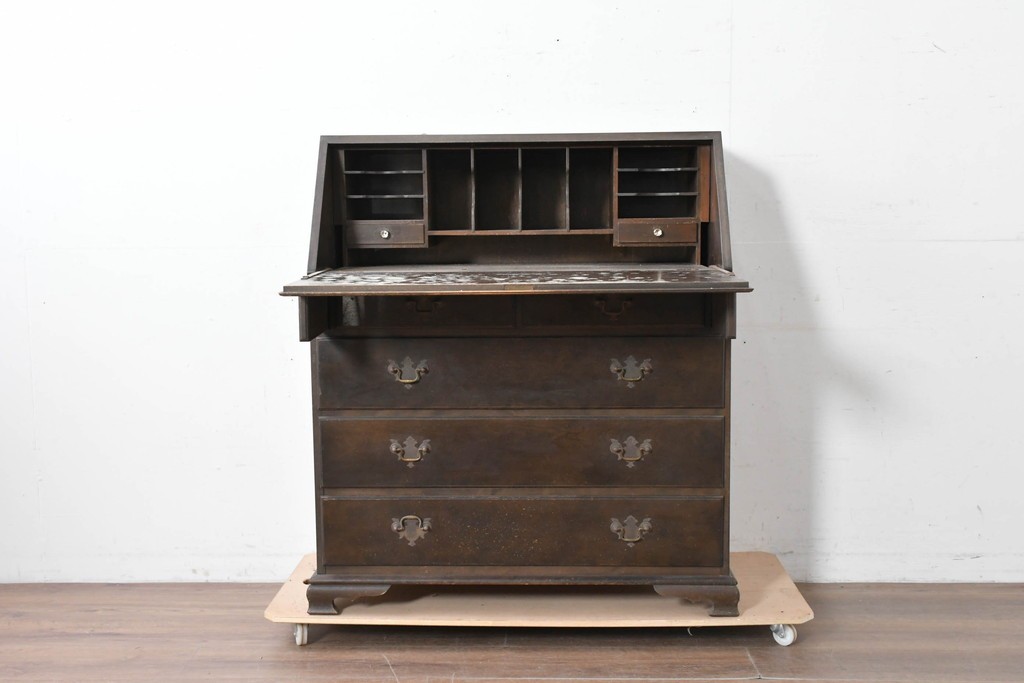 和製ヴィンテージ　maruni(マルニ木工)　上品なライティングビューロー　(R-087044)