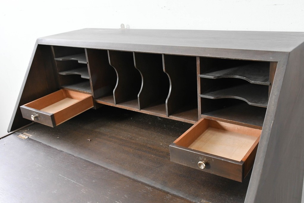 和製ヴィンテージ　maruni(マルニ木工)　上品なライティングビューロー　(R-087044)