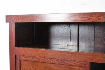 和製ヴィンテージ　最高級!!　国産職人手作り工芸家具　総欅(ケヤキ)材　前板玉杢が美しい総漆塗りの二段重ね水屋箪笥　製作費推定350万円以上　(R-087047)