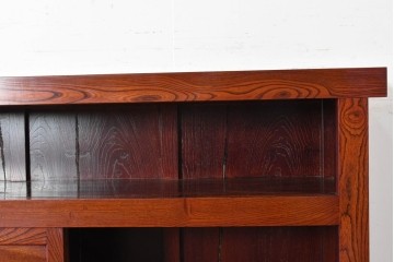 和製ヴィンテージ　最高級!!　国産職人手作り工芸家具　総欅(ケヤキ)材　前板玉杢が美しい総漆塗りの二段重ね水屋箪笥　製作費推定350万円以上　(R-087047)