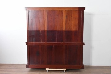 和製ヴィンテージ　最高級!!　国産職人手作り工芸家具　総欅(ケヤキ)材　前板玉杢が美しい総漆塗りの二段重ね水屋箪笥　製作費推定350万円以上　(R-087047)