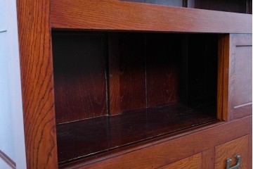 和製ヴィンテージ　最高級!!　国産職人手作り工芸家具　総欅(ケヤキ)材　前板玉杢が美しい総漆塗りの水屋箪笥サイドボード　(R-087048)