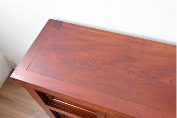 和製ヴィンテージ　最高級!!　国産職人手作り工芸家具　総欅(ケヤキ)材　前板玉杢が美しい総漆塗りの水屋箪笥サイドボード　(R-087048)