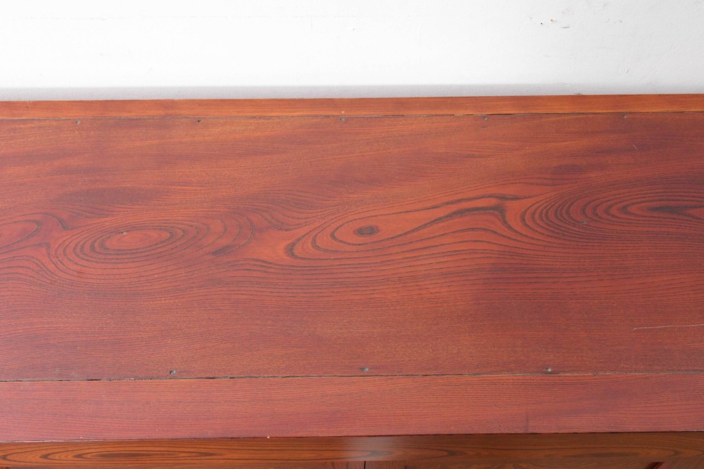 和製ヴィンテージ　最高級!!　国産職人手作り工芸家具　総欅(ケヤキ)材　前板玉杢が美しい総漆塗りの水屋箪笥サイドボード　(R-087048)