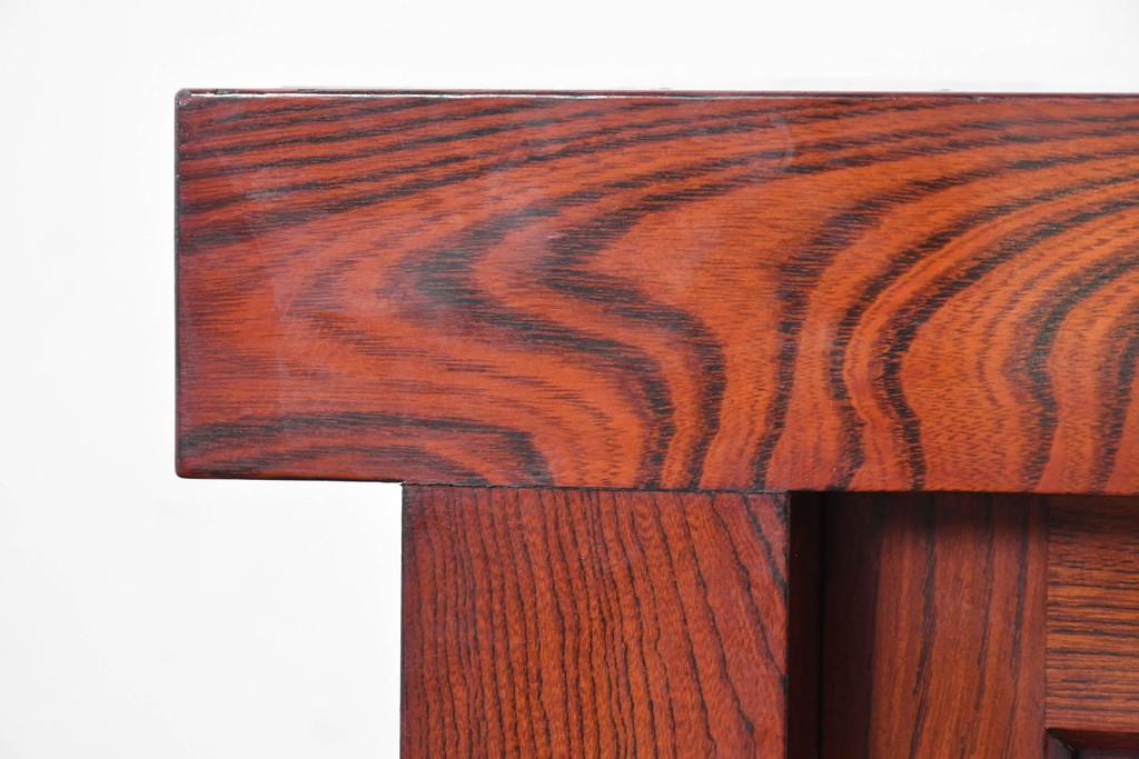 和製ヴィンテージ　最高級!!　国産職人手作り工芸家具　総欅(ケヤキ)材　前板玉杢が美しい総漆塗りの水屋箪笥サイドボード　(R-087048)