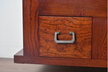 和製ヴィンテージ　最高級!!　国産職人手作り工芸家具　総欅(ケヤキ)材　前板玉杢が美しい総漆塗りの水屋箪笥サイドボード　(R-087048)